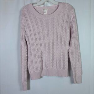 Basic Pink Cable Knit Sweater L Cotton Blend Cozy Preppy Classic Capsule Layer